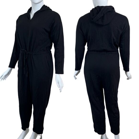 Eileen Fisher Black The Hug Women Size XL Brushed Terry NEW Loungewear Jumpsuit - Picture 3 of 13